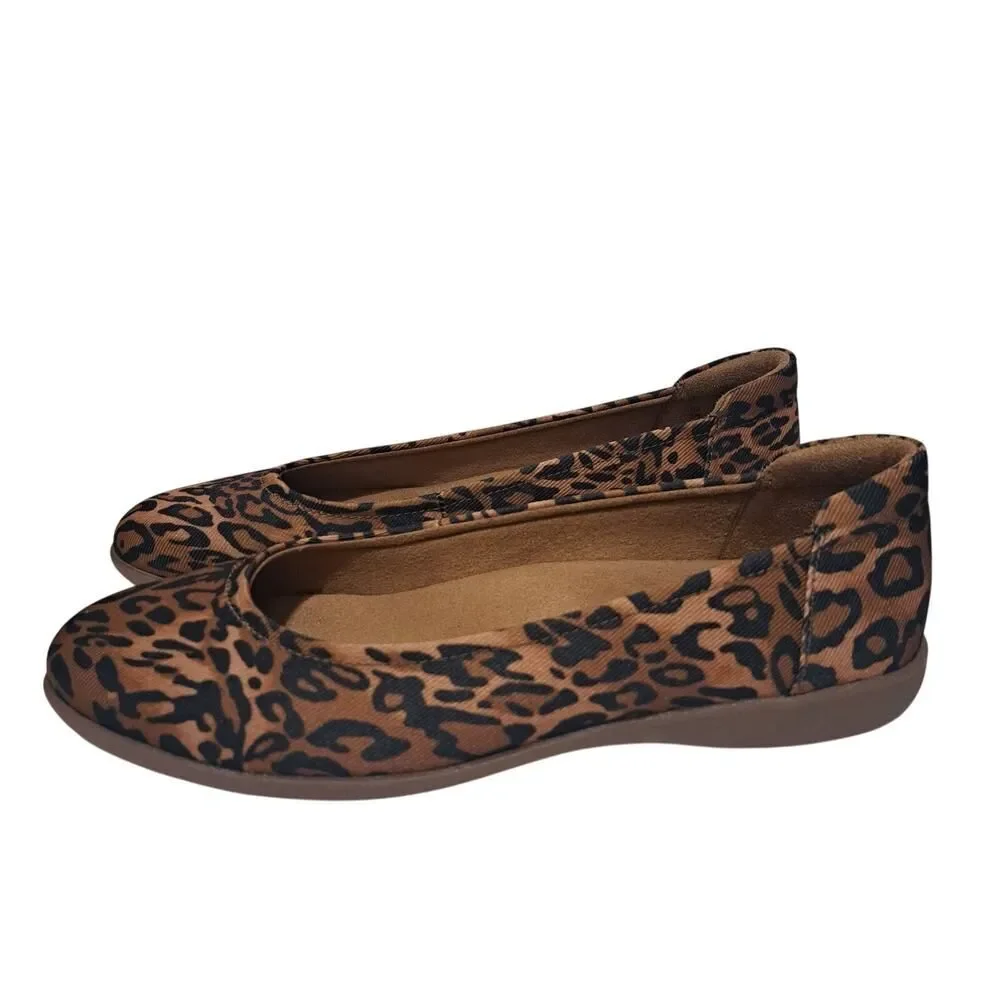 Naturalizer Balletcore Flexy Ballet Flat Stylish Slip On Leopard Print Size 9W